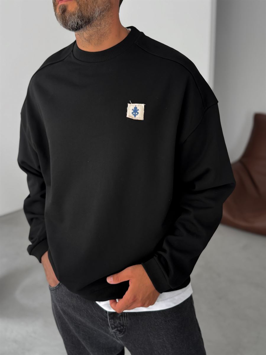 Black Oversized Crewneck Sweatshirt