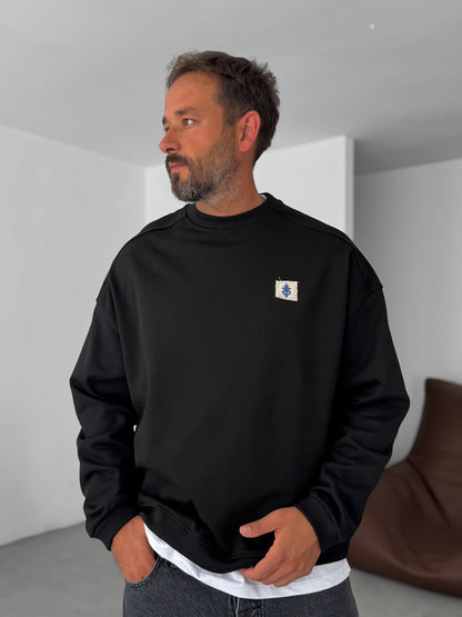 Black Oversized Crewneck Sweatshirt