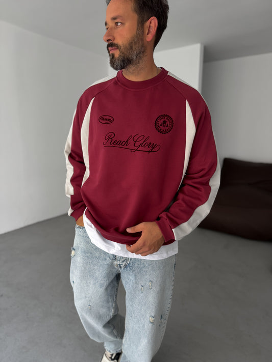 luxury Mehroon whit side penal oversize  sweatshirt
